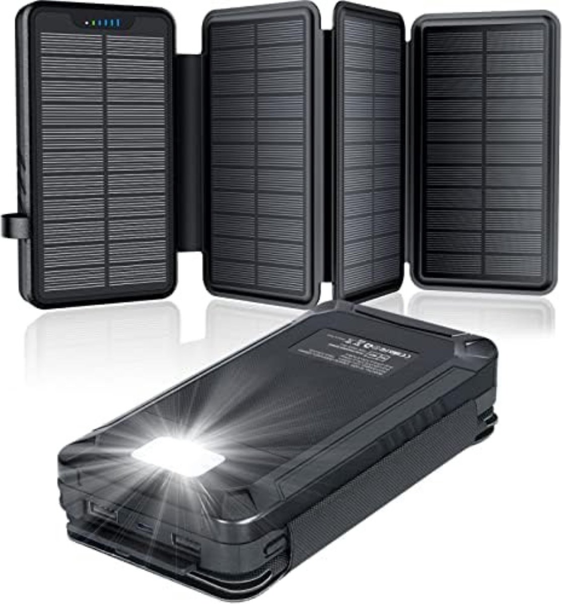 Velox Solar charger - Solar panel - Solar oplader - Solar charger zonnepaneel - Solar charger powerbank - Zwart - 26800 mAh