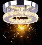 Plafondlamp van kristal, dimbaar, 16 W, led-plafondlamp, rond, voor slaapkamer, woonkamer, hal, keuken, 3000-6500 K [Energieklasse A+]