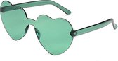 Jumada's - Feestelijk Retro Brilhart - Party Hartvormige Glazen voor een Unieke Look - Partylook - Hartjes zonnebril groen