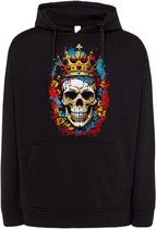 Hoodie Skull - Dames - Heren - Zwart - Print - Maat XL