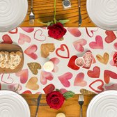 Love Heart Happy Valentijnsdag tafelloper bruiloft hartvormige tafelloper winter lente keuken wasbaar eettafelkleed voor binnen en buiten vakantie feest woonkamer decoratie 40 x 140 cm