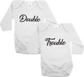 Romper Double Trouble - Lange mouw wit - Maat 68