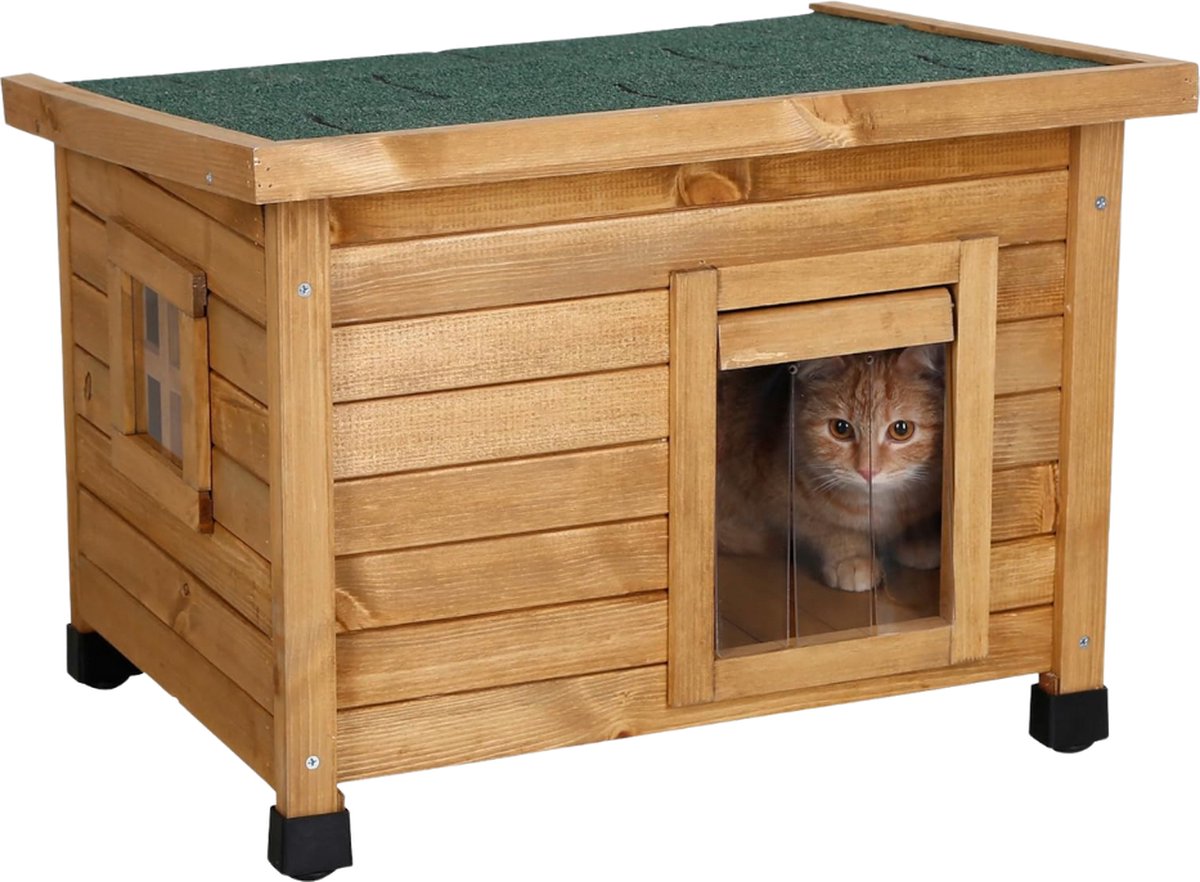 Thuys - Kattenhuis voor Buiten - Gehard Hout - Kattenhuis Weerbestendig - Hout - Stijlvol