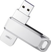 LUXWALLET PD7 – Metalen USB Stick 256GB USB 3.1 Gen1 - Geheugen - Opslag - USB 3.0– 360 Graden Roteerbaar – 5 Gbps - Geschikt voor Windows/MAC/Linux- Zilver