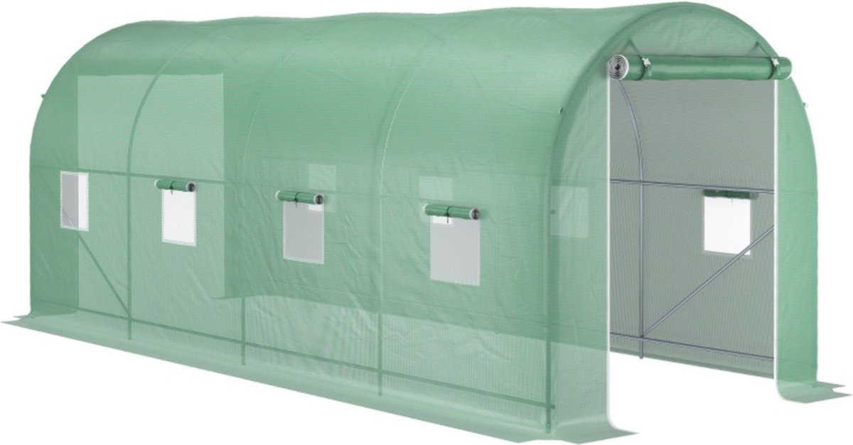Kweekkas Tuinkas Foliekas Broeikas Tunnelkas Kweektent Kas Tomatenkas 5 0 x 2 0 x 2 05 m Groen