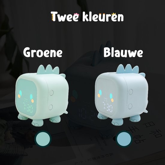 Entraîneur de sommeil - Réveil pour enfants - Réveil de sommeil - Lampe de nuit Enfants - Entraîneur de sommeil Dino - Rechargeable - Veilleuse Dino - Aide au sommeil - Vert - Omni Kids