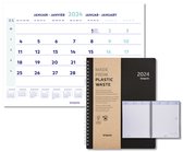 Brepols Bureau-agenda 2024 - Timing - RECYCLED PP - Wire-O - 17,1 x 22 cm - Zwart + Brepols Kalender 2024 - Maandkalender - wire-o - 43 x 31,5 cm