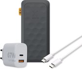 Xtorm 67W Fuel Series 5 Powerbank Bundel - Powerbank 27.000mAh + Xtorm 67W Lader + USB-C naar USB-C Kabel (150cm) - Bundel - Geschikt voor Samsung en iPhone - Zwart