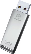 LUXWALLET FlashBlaze – USB 3.2 Flashdrive – 128GB – OTG – USB-Stick - Stootbestendig Design – Leessnelheid tot 110 Mbps – Snelle Overdracht - Zilver