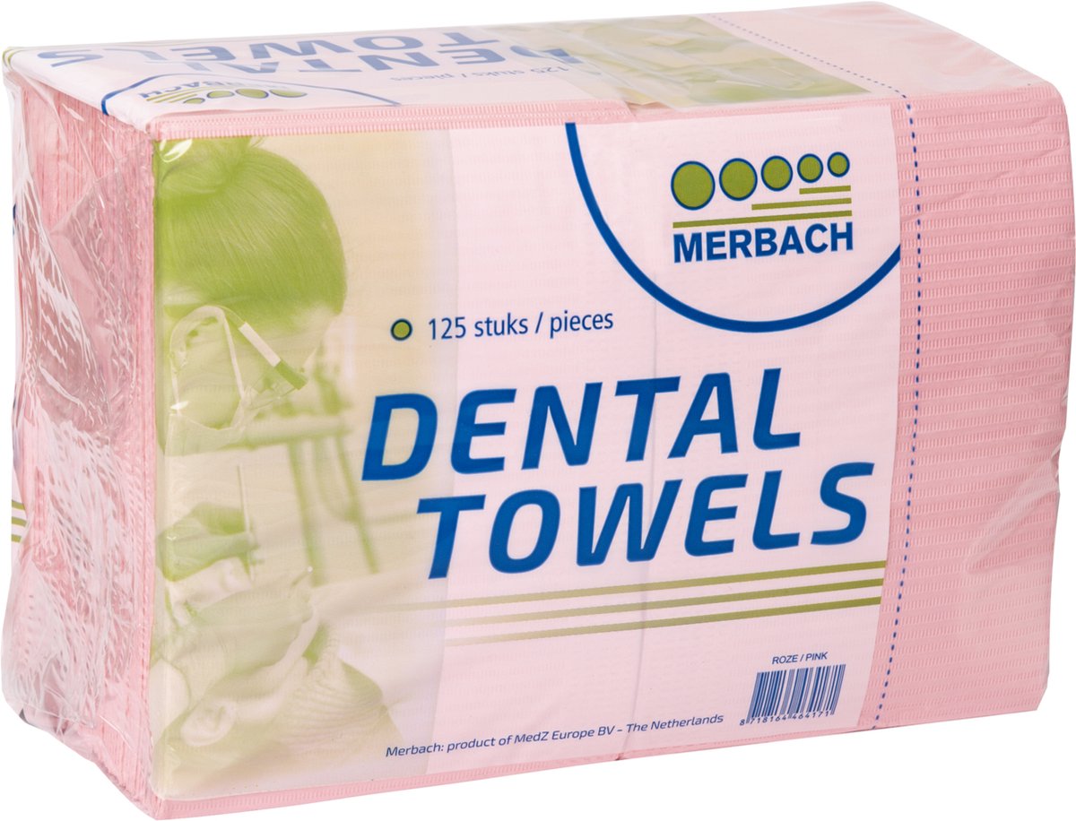 Goedkoopste Voordeelverpakking 4 X Merbach dental towel roze, 4 x 125 stuks