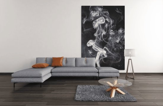 Canvas Schilderij - Abstract - Rook - Zwart - Grijs - Wanddecoratie - 60x40x2 cm