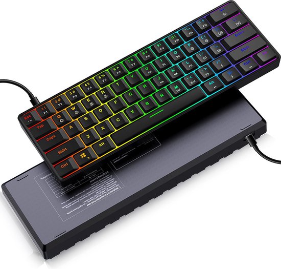 GK61 - Clavier gamer mécanique - RGB - Zwart - QWERTY - Plug and Play -  Yellow Switch... | bol