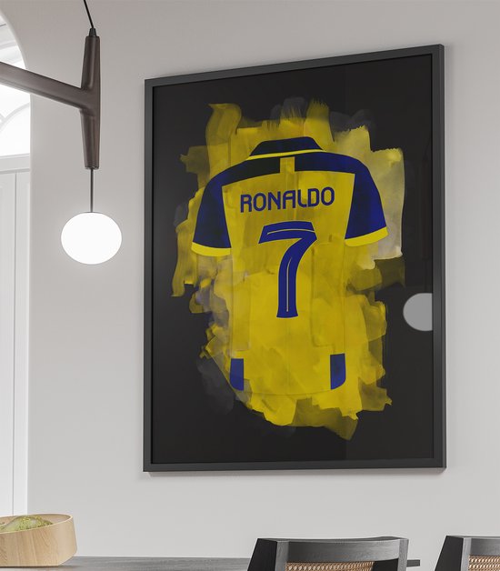 Wallofprints - Canvas voetbalposters - Cristiano Ronaldo - Formaat 60x90 cm - Uniek canvas van Cristiano Ronaldo in het El Nassr tenue