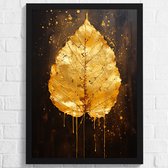 Golden Leaf Poster- Realistic Photo Art Poster Natuur - Posters Geschikt om in te lijsten - 43,2 x 61 cm (A2+)