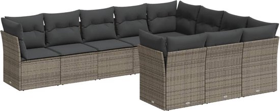 vidaXL-10-delige-Loungeset-met-kussens-poly-rattan-grijs
