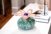Mini Urn met Bloem | Groene Steen | Rode Bloem | Glazen Urn | Luxe Urnen | Urnen