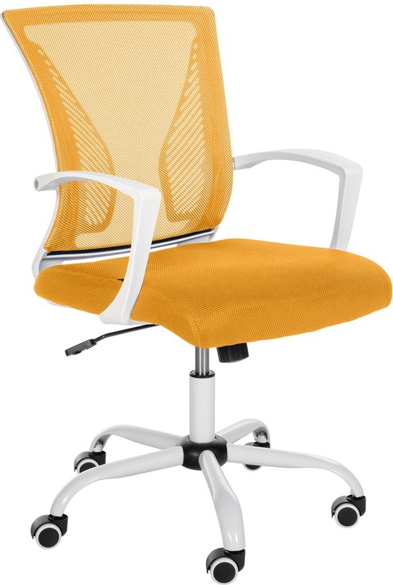 CLP Tracy Bureaustoel - Voor volwassenen - Met armleuningen - Ergonomische - geel wit
