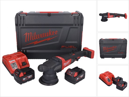 Milwaukee M18 FROP15-502X Accu Excentrische Polijstmachine 125mm 18V 5.0Ah M18 FUEL™ in HD Box - 4933478835