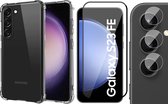 Hoesje geschikt voor Samsung Galaxy S23 FE - Screenprotector Volledig Dekkend Glas & Camera - Shockproof Transparant