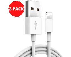 2 Stuks Sinji Lightning Oplaad en Data kabel – 5V / 2A Snellaad kabel – Oplaadsnoer Telefoon - Apple Lightning - iPhone 5/6/7/8/X/XR – Wit – 1 Meter