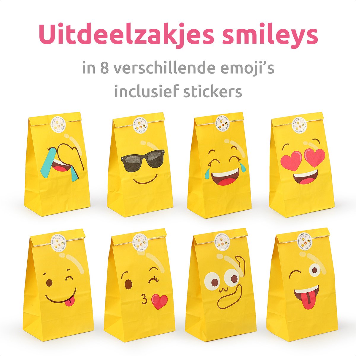 Isa's Friends® Uitdeelzakjes + Stickers - Smileys - 40 stuks - Stevig Papier - Traktatie zakjes — afbeelding 2