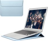 2-in-1 Laptopsleeve 13 tot 13,3 inch - Blauw - Vegan Leer - Laptophoes Dames - Laptop Tas Sleeve met Standaard