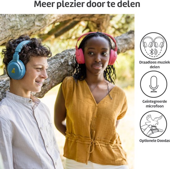 POGS - The Turtle - Draadloze over-ear koptelefoon met Noise Cancelling - Bluetooth - Veilige volumebegrenzing - Duurzaam - Gratis app voor extra functies - rBlauw