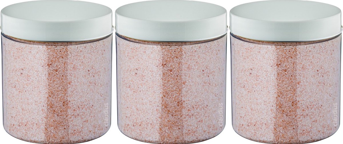 Goedkoopste Claudius Himalayazout 300 gram - fijne korrels (0,4 - 0,9 mm) - 100 natuurlijk - Pot met witte deksel - per 3 stuks
