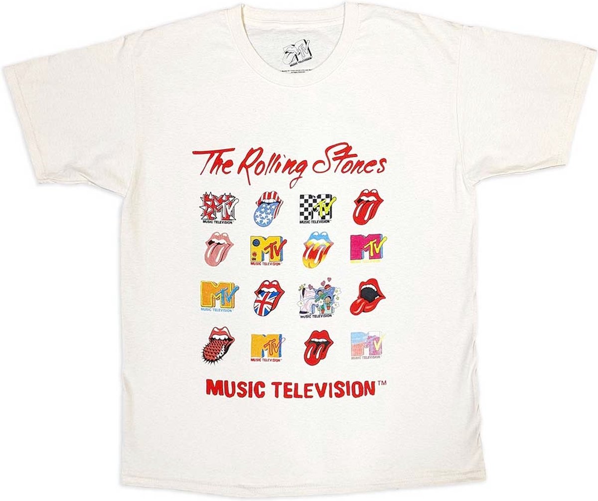 MTV - Rolling Stones Logo Mashup Heren T-shirt - XL - Wit
