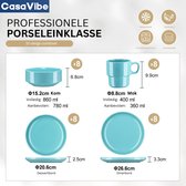 CasaVibe Serviesset – 32 delig – 8 persoons –Porselein - Luxe – Bordenset – Dinner platen – Dessertborden - Kommen - Mokken - Set
