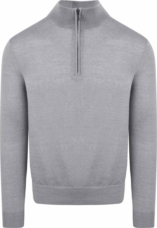 Convient - Pull mérinos demi Zip Grijs - Homme - Taille XXL - Coupe slim