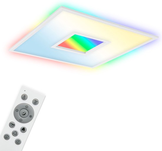 BK Licht - Plafonnier LED CCT avec RGB - dimmable - blanc - avec télécommande - 24W - 2 200Lm - 3000-6500K