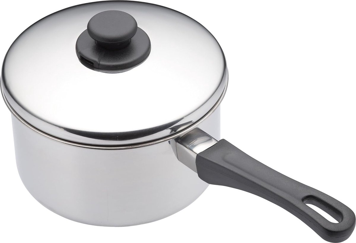 Extra diepe kookpan met deksel geschikt voor inductiekookplaten, roestvrij staal, zilver, 1 cm