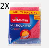 Vileda - Huishouddoekjes - 2x 4stuks - Super absorberend - 36 x 34 cm- 4 Verschillende kleuren