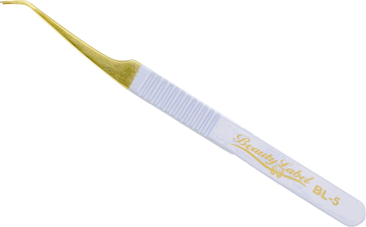 Goedkoopste Beauty Label Pincet- Curved Tweezer -BL-5 - Wit/Goud