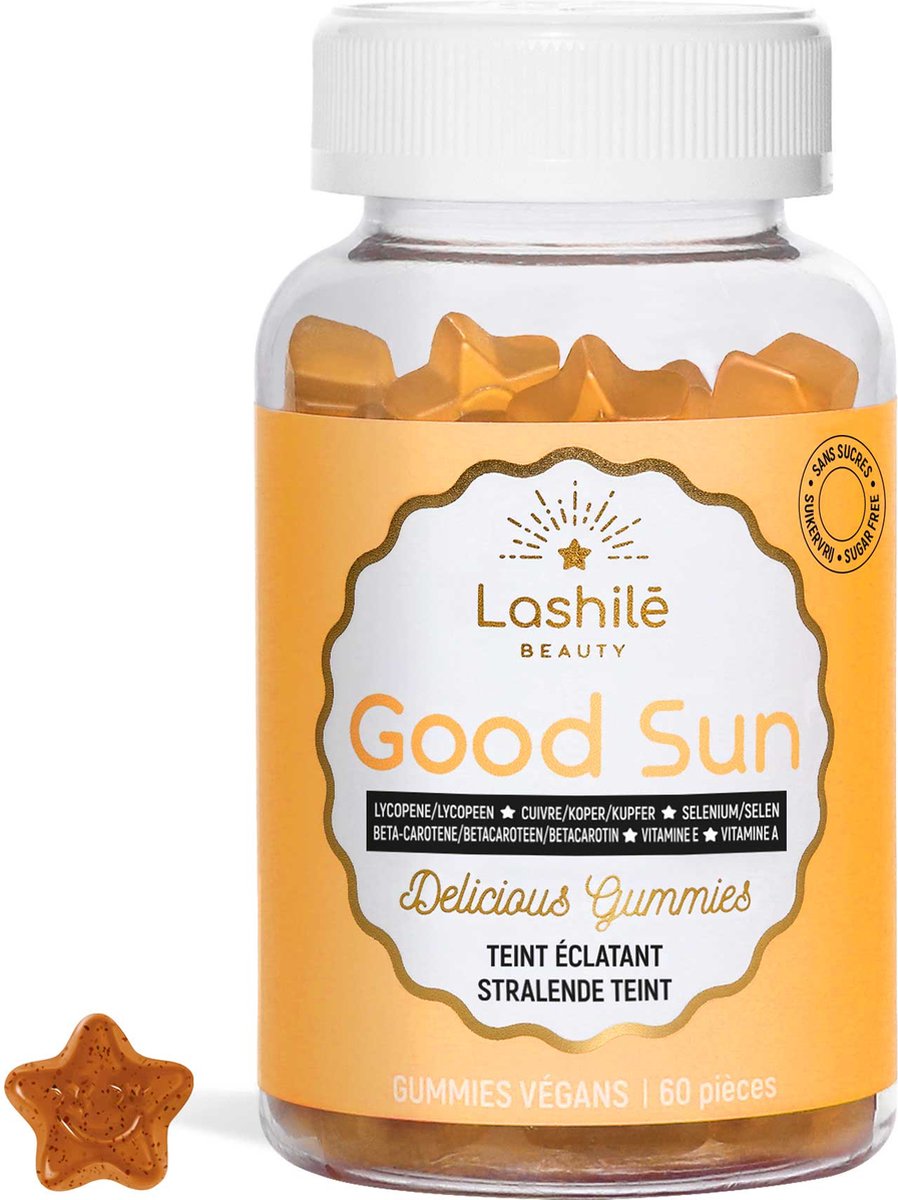Goedkoopste Lashilé Beauty Good Sun - Zelfbruiner voor stralende huid - Met vitamine E - Bruinen zonder zon - Bruinings Capsules - 60 gummies - Suikervrij