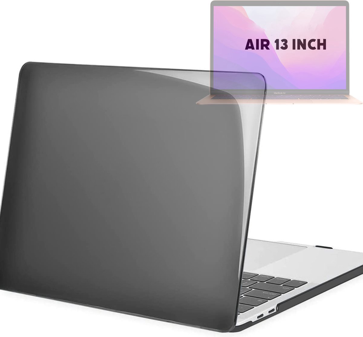 Laptopcover - Geschikt voor MacBook Air 13,3 inch - Case - Cover Hardcase - A1932/A2179/A2337 M1 (2018-2020) - Kristal Zwart