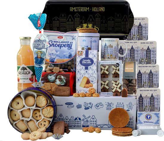 Cadeaupakket - Geschenkpakket - Holland Pakket nr 2 - Pakket met diverse Hollandse lekkernijen en Hollandse cadeautjes - EBM