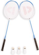 Blauwe Badminton Set voor 2 Personen | Met 3 Shuttles | Inclusief Draagtas | Ideaal voor Volwassenen en Recreatieve Spelers
