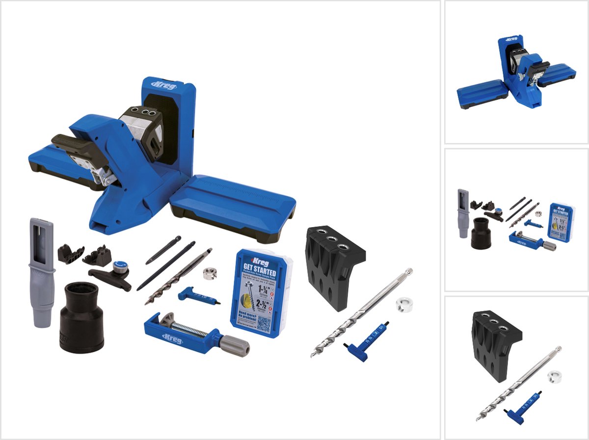 KREG Pocket Hole Jig 720 PRO pocket hole boorsjabloon + basisstation + microboorsjabloon + trapboor + bit + schroeven