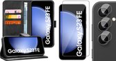Hoesje geschikt voor Samsung Galaxy S23 FE - Screenprotector Glas & Camera - Portemonnee Book Case Zwart