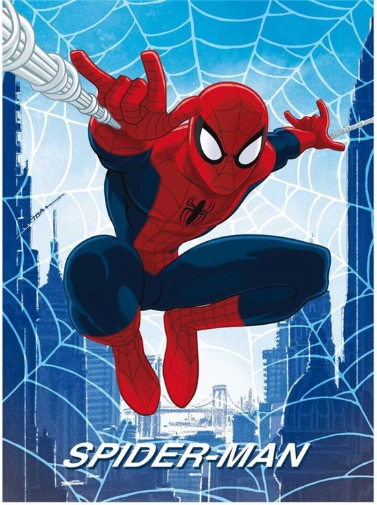 Plaid polaire SpiderMan Web - 110 x 150 cm - Couverture Spiderman en flanelle
