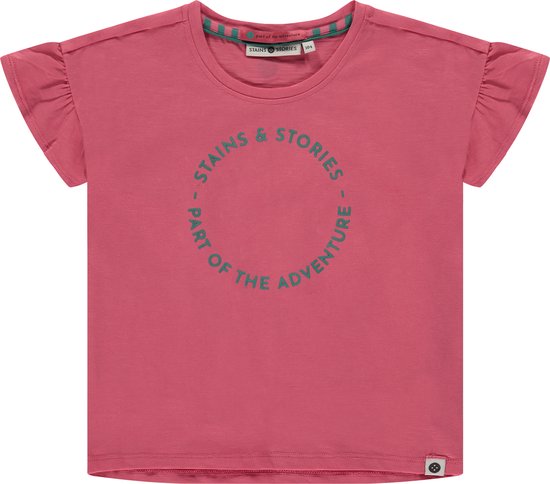 Stains and Stories girls shirt short sleeve Meisjes T-shirt - bubblegum - Maat 104
