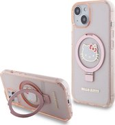 Coque arrière avec support Ring Hello Kitty ( Compatible MagSafe) - Convient pour Apple iPhone 15 (6,1") - Rose