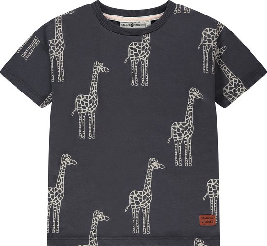 Stains and Stories boys t-shirt short sleeve Jongens T-shirt - dark grey - Maat 98