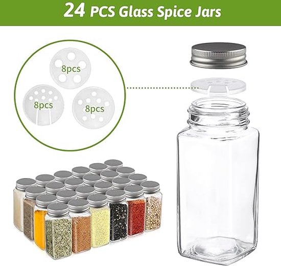Kruidenpotjes Vierkante 25 stuks, Kruidenblikken 120 ml, Kruiden