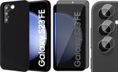 Hoesje geschikt voor Samsung Galaxy S23 FE - Privacy Screenprotector Volledig Dekkend Glas & Camera - Mat Back Case Zwart