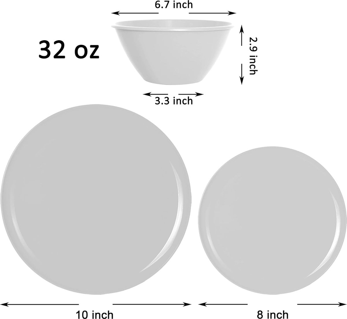 Plasticforte Camping Servies set - kunststof - mintgroen - 6x borden/6x drinkbekers/6x kommetjes | Fun en Feest