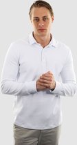 Vercate - Heren Polo Lange Mouw - Strijkvrij Poloshirt - Wit - Slim Fit - Excellent Katoen - Maat XXL
