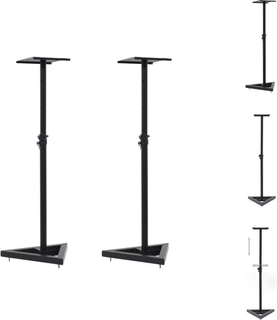 vidaXL Luidsprekerstandaarden - Zwart - 23 x 23 cm - Verstelbaar - 15 kg draagvermogen - Speaker stands